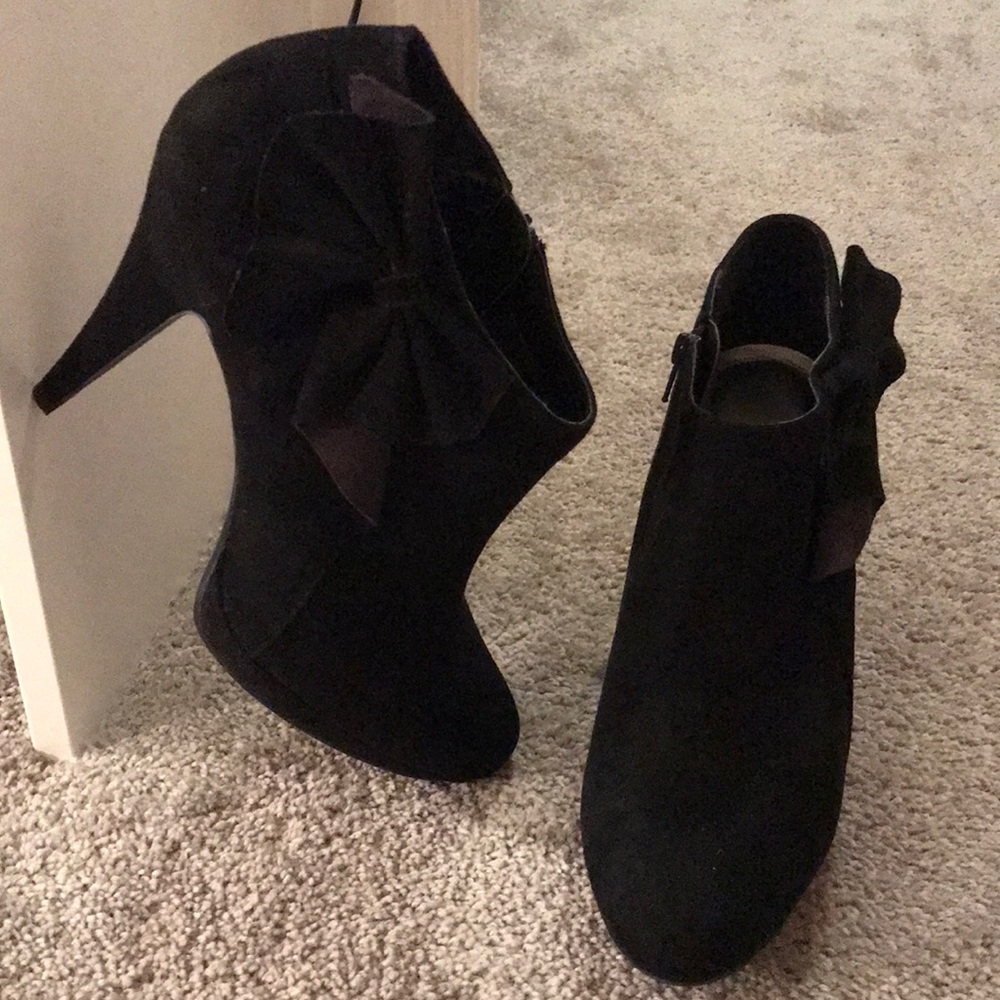 Black Bow Ankle Booties